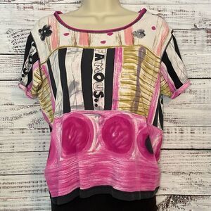 LYNN RITCHIE Y2K Short Sleeve Silk Top/Shirt/Blouse Size Large $5 when bundled